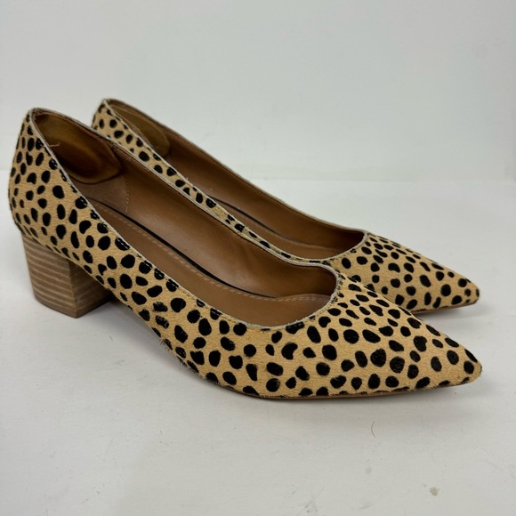Crown Vintage Calf Hair Pointed Toe Heels Animal Print - Picture 1 of 7